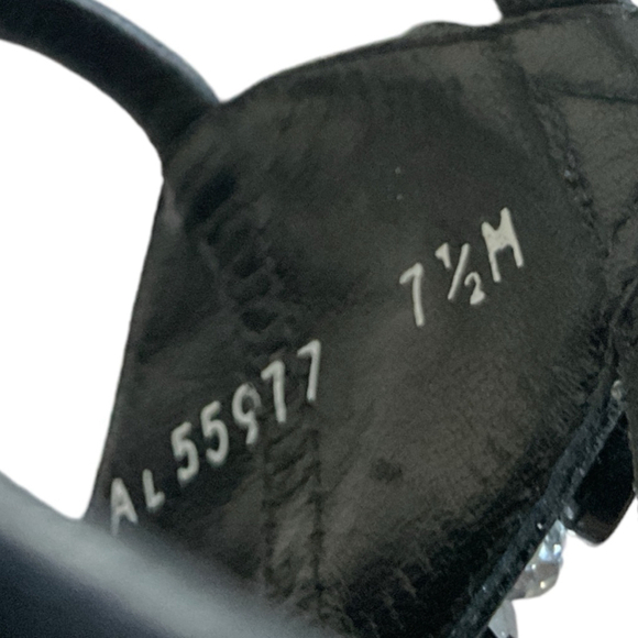 Stuart Weitzman black espadrille jewelled leather strappy sandal Size 7.5 - Picture 9 of 12